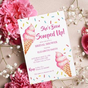 she's been scooped up ice cream bridal shower invitation