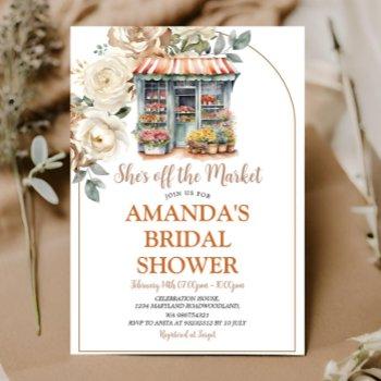 she's off the market fall flowers bridal shower invitation