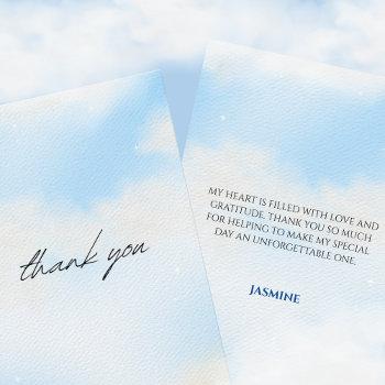 she's on cloud 9 bridal shower dreamy sky pastel t thank you card