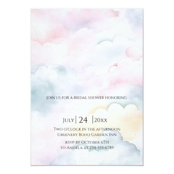 She's On Cloud 9 Rose Gold Elegant Bridal Shower Foil Invitation Front View