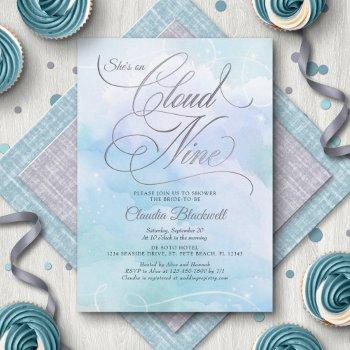 she's on cloud nine bridal shower invitation