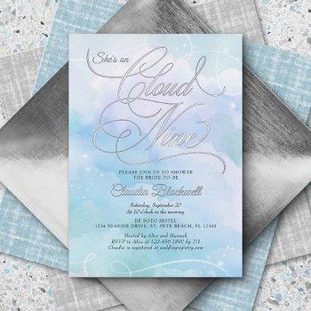 she's on cloud nine bridal shower invitation foil invitation