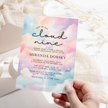 she's on cloud nine dreamy stars bridal shower invitation