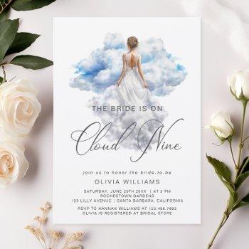 she's on cloud nine watercolor bridal shower invitation