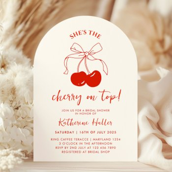 she's the cherry on top bridal shower invitation