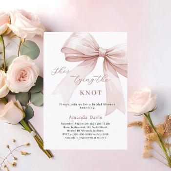 she's tying the knot bow bridal shower invitation