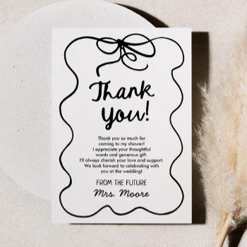 she's tying the knot whimsical bow bridal shower thank you card