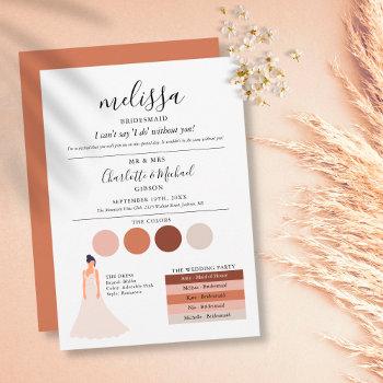 signature script bridesmaid wedding info card 