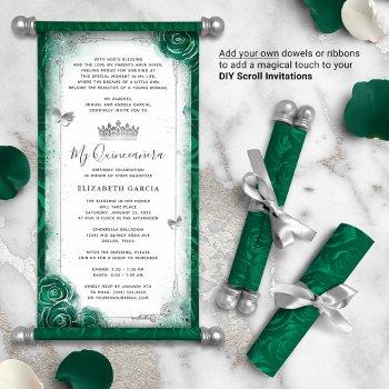 silver and green quince diy scroll invitations