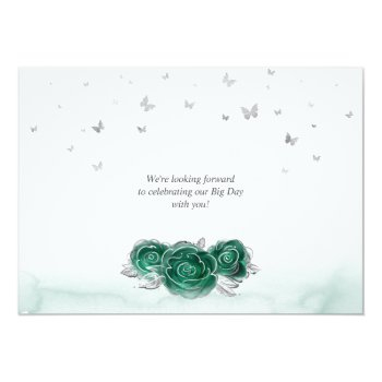 Silver And Green Roses Elegant Save The Date Front View