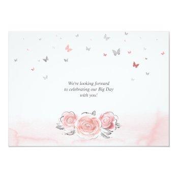 Silver And Light Blush Pink Roses Elegant Save The Date Front View
