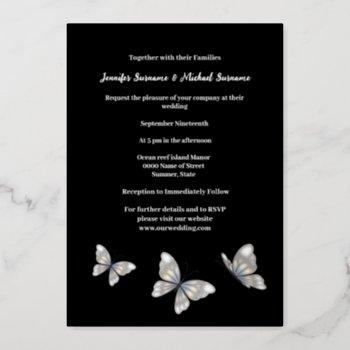 silver black butterfly minimalist plain elegant  foil invitation