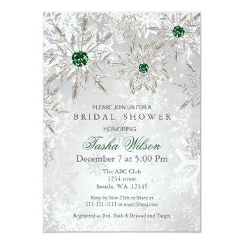 Silver Emerald Snowflakes Winter Front View