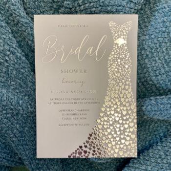 silver foil wedding dress bridal shower foil invitation