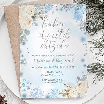 silver gender neutral winter baby shower invite