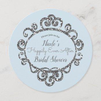 silver glitter princess party bridal shower invitation