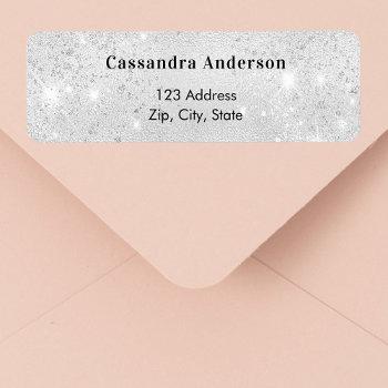 silver glitter return address label