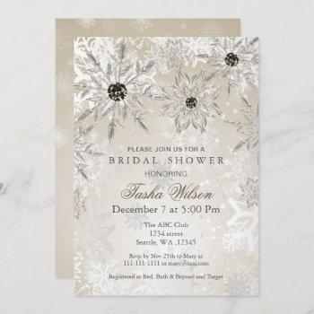 silver gold winter bridal shower invite