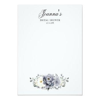 Silver Grey Ivory Floral Winter Bridal Shower Game Front View