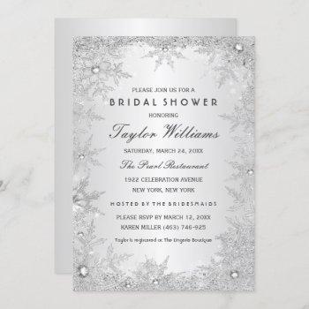 silver jewel snowflake bridal shower invitation
