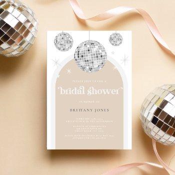 silver retro disco glitter arch bridal shower  invitation