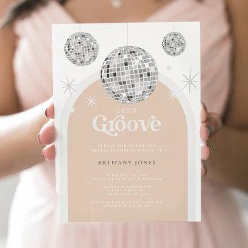 silver retro disco groovy bridal shower invitation