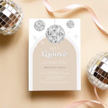 silver retro disco groovy bridal shower invitation