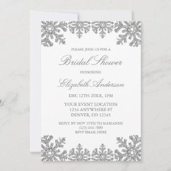 silver winter snowflake bridal shower invitation