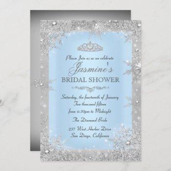 silver winter wonderland blue bridal shower invitation