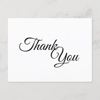 simple black and white calligraphy thank you postcard