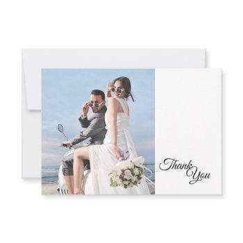 simple black white calligraphy frame photo flat thank you card