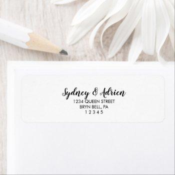 simple calligraphy wedding invite return address label
