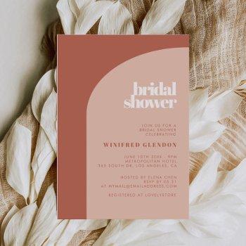 simple chic peach terracotta arch bridal shower invitation