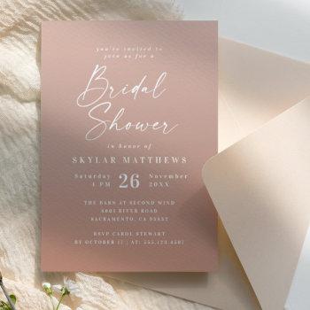 simple clay terracotta & blush ombre bridal shower invitation