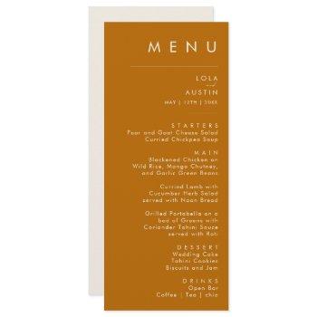 simple desert | burnt orange wedding dinner menu