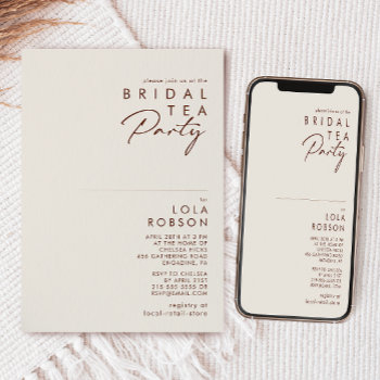 simple desert | natural white bridal tea party invitation