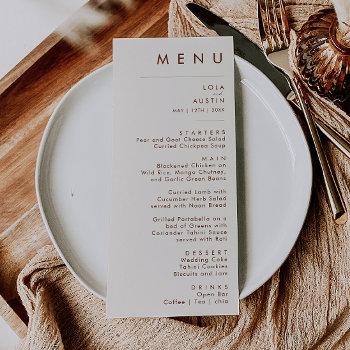 simple desert | natural white wedding dinner menu