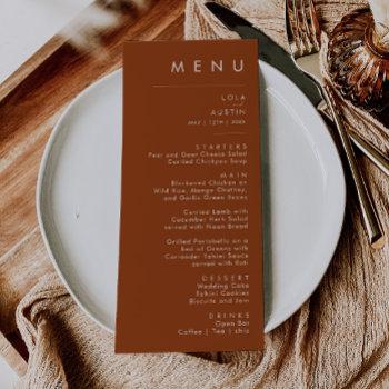 simple desert | terracotta wedding dinner menu