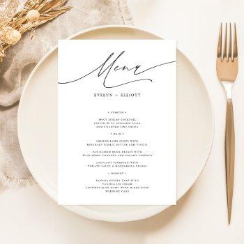 simple elegant 5x7 wedding dinner food menu cards