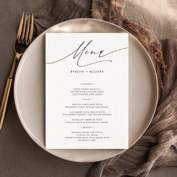 simple elegant 5x7" wedding dinner menu template