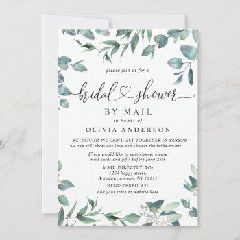 simple elegant eucalyptus bridal shower by mail invitation