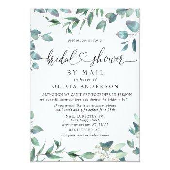 Simple Elegant Eucalyptus Bridal Shower By Mail Invitation Front View