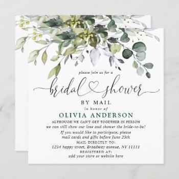 simple elegant eucalyptus bridal shower by mail invitation