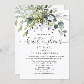 simple elegant eucalyptus bridal shower by mail invitation