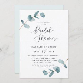 simple elegant eucalyptus frame bridal shower invitation