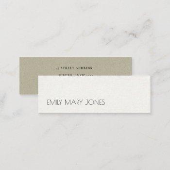 simple elegant kraft grey typography address mini business card