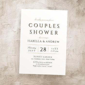 Simple Elegant Modern Classy Luxury Couples Shower Invitation Front View