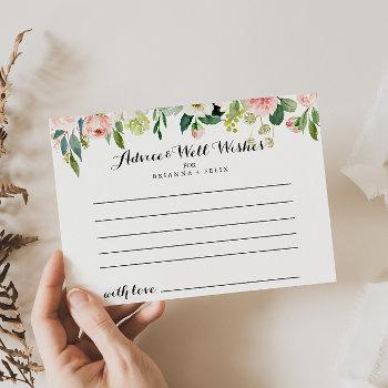 simple floral green foliage wedding advice card