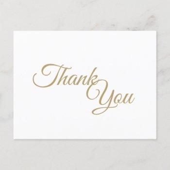 simple gold and white calligraphy thank you postcard