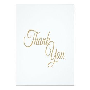 Simple Gold And White Calligraphy Thank You Postcard Front View